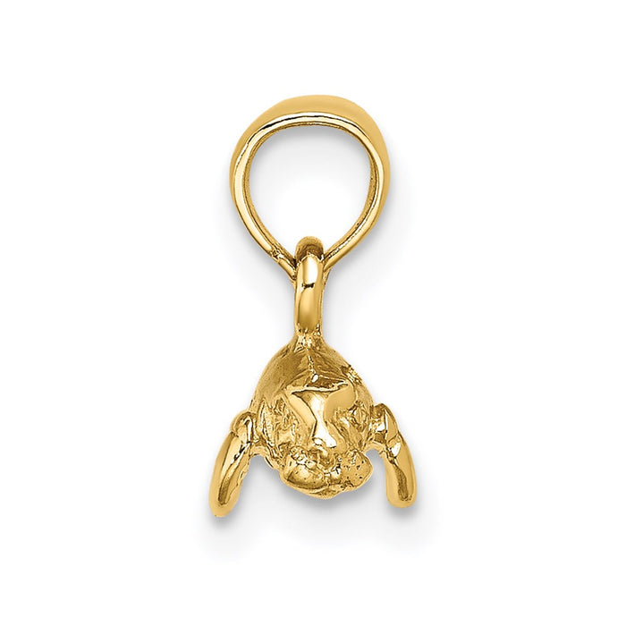 Million Charms 14K Yellow Gold Themed 3-D Polished Mini Manatee Charm