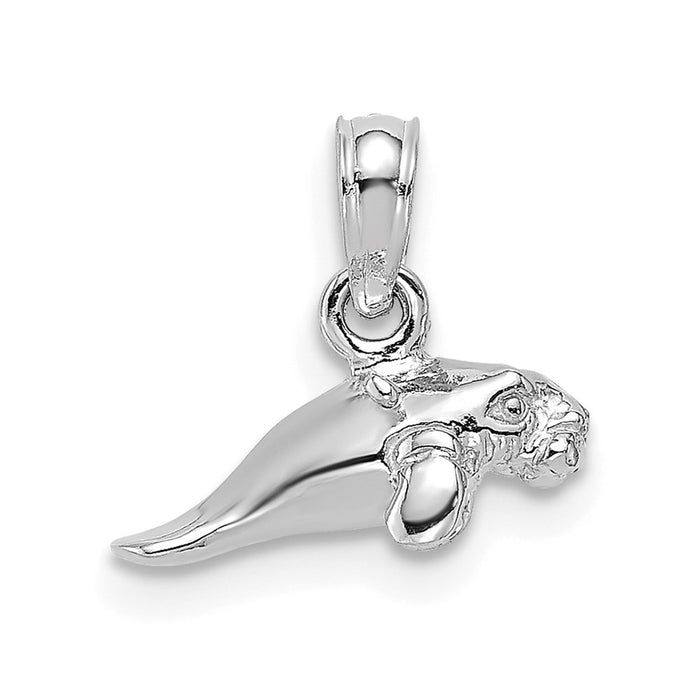 Million Charms 14K White Gold Themed 3-D Polished Mini Manatee Charm