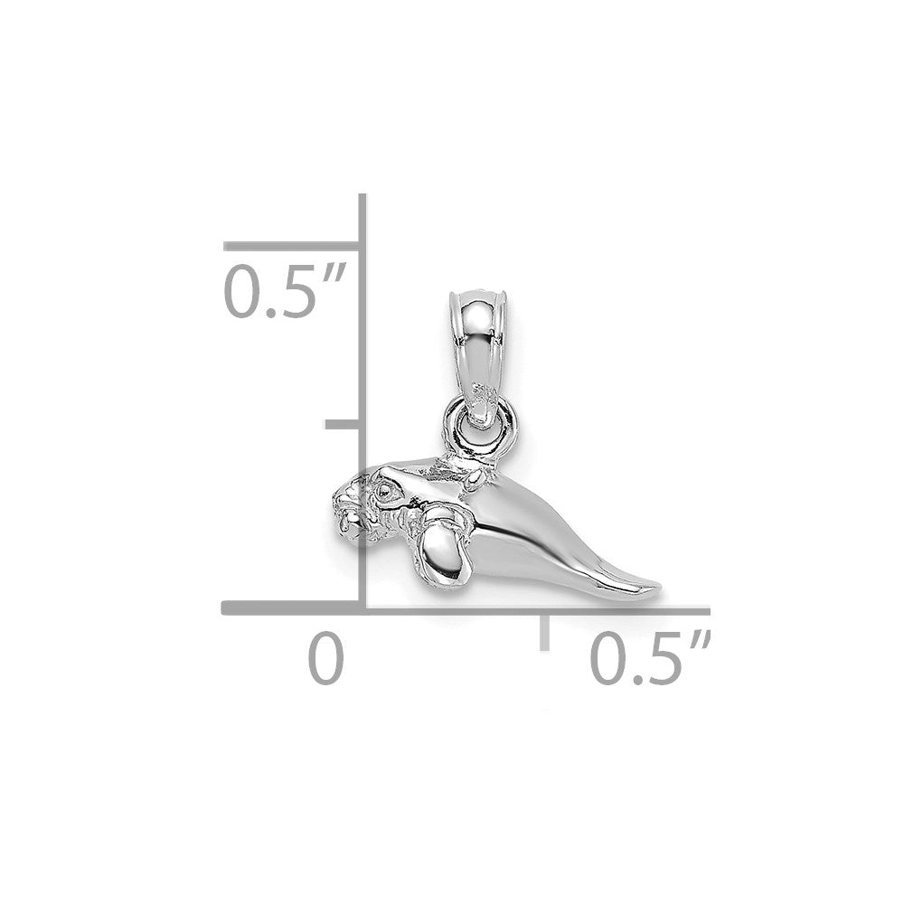 Million Charms 14K White Gold Themed 3-D Polished Mini Manatee Charm