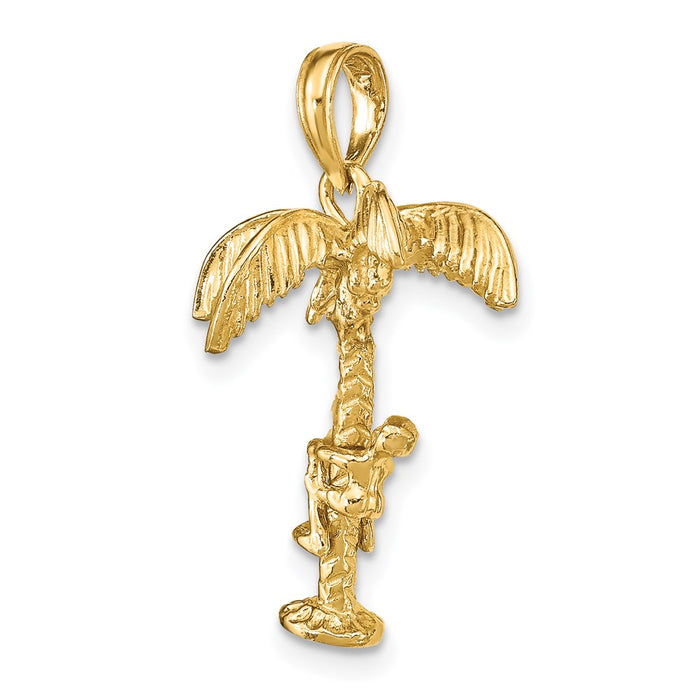 Million Charms 14K Yellow Gold Themed 3-D Palm Tree With Moveable Man Charm