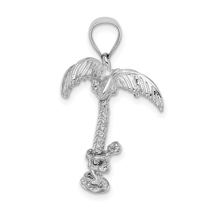 Million Charms 14K White Gold Themed 3-D Palm Tree With Moveable Man Charm