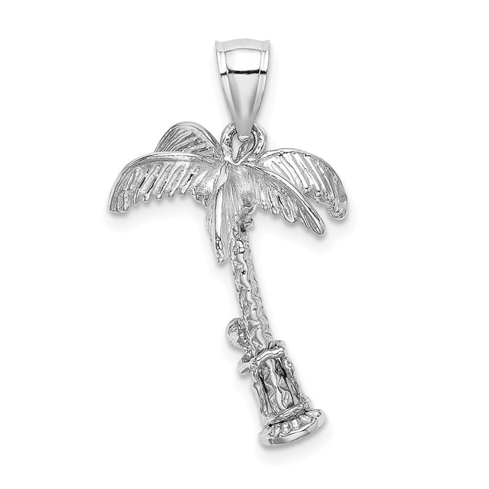 Million Charms 14K White Gold Themed 3-D Palm Tree With Moveable Man Charm