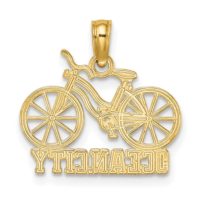 Million Charms 14K Yellow Gold Themed Ocean City Under Bicycle Charm