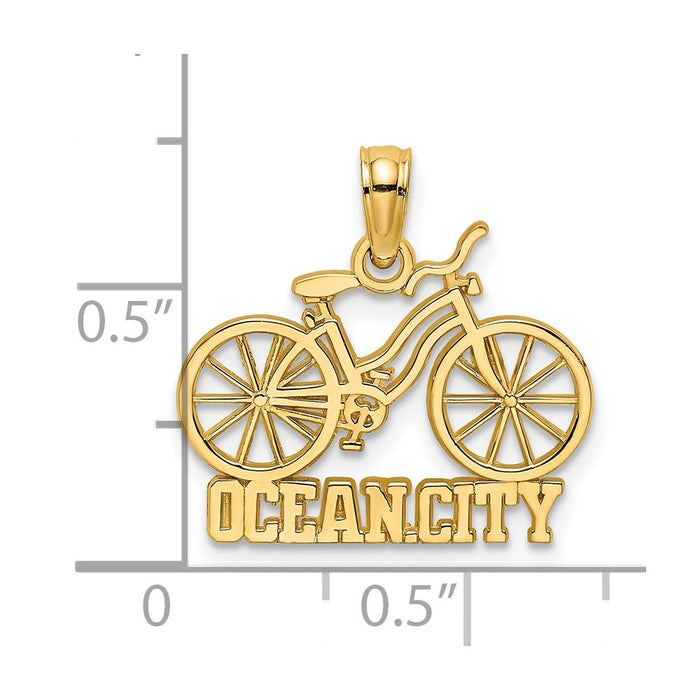 Million Charms 14K Yellow Gold Themed Ocean City Under Bicycle Charm