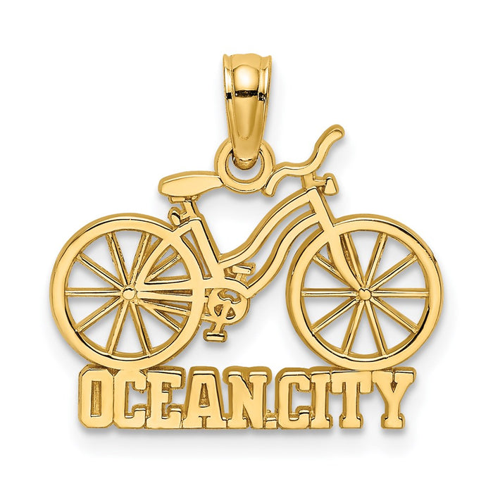 Million Charms 14K Yellow Gold Themed Ocean City Under Bicycle Charm