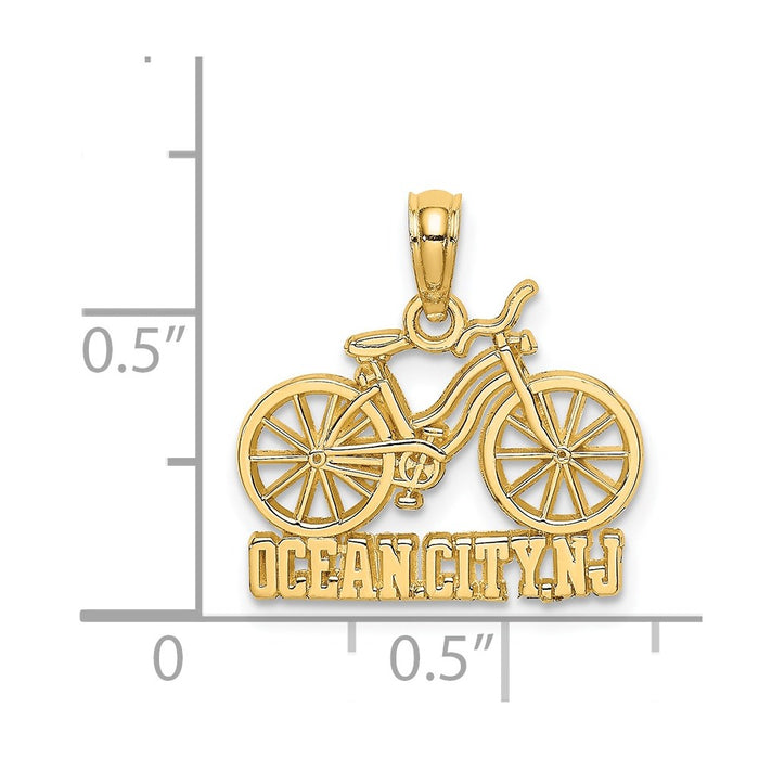 Million Charms 14K Yellow Gold Themed Ocean City, Nj Under Bicycle Charm