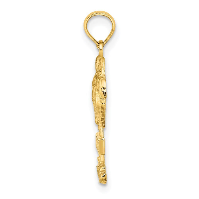 Million Charms 14K Yellow Gold Themed 2-D Hawaii On Palm Tree Charm