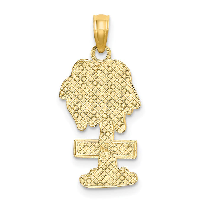 Million Charms 14K Yellow Gold Themed 2-D Hawaii On Palm Tree Charm