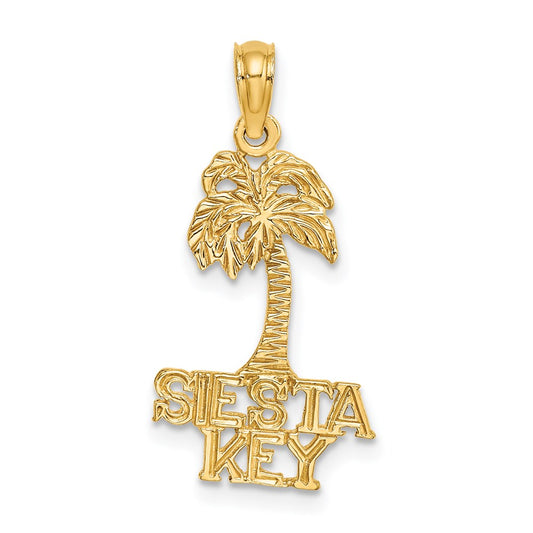 Million Charms 14K Yellow Gold Themed Siesta Key Under Palm Tree Charm