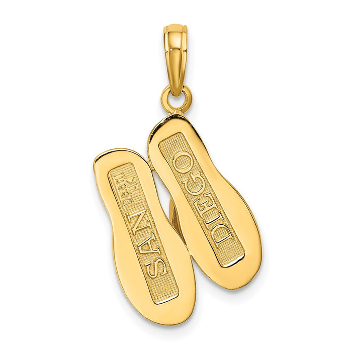 Million Charms 14K Yellow Gold Themed Large San Diego Double Flip-Flop Charm