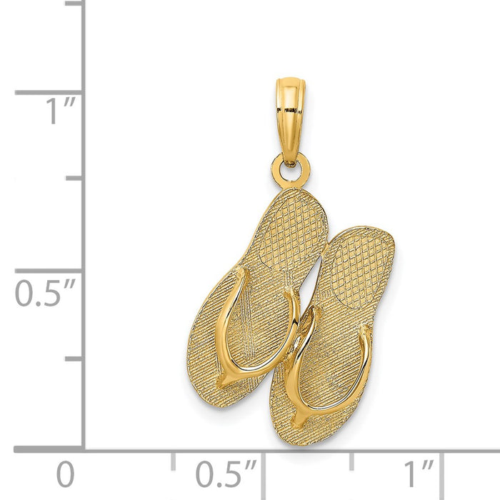 Million Charms 14K Yellow Gold Themed Large San Diego Double Flip-Flop Charm