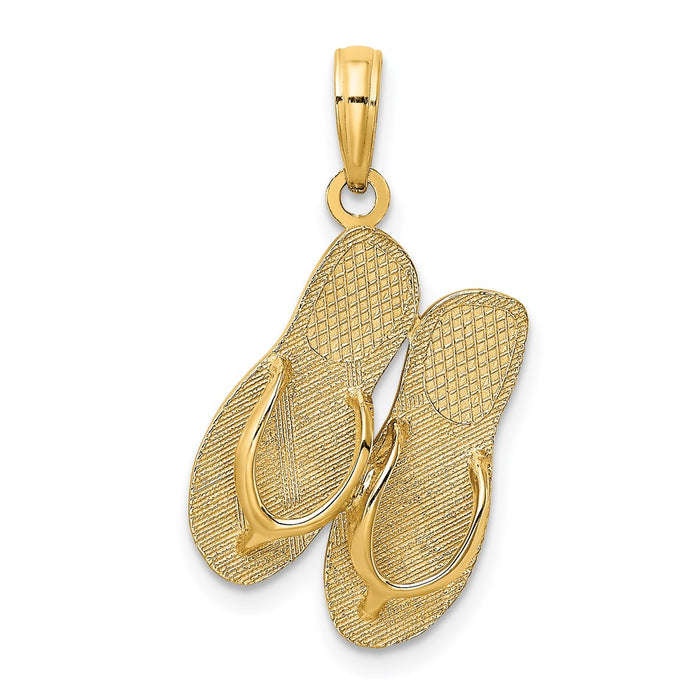 Million Charms 14K Yellow Gold Themed Large San Diego Double Flip-Flop Charm