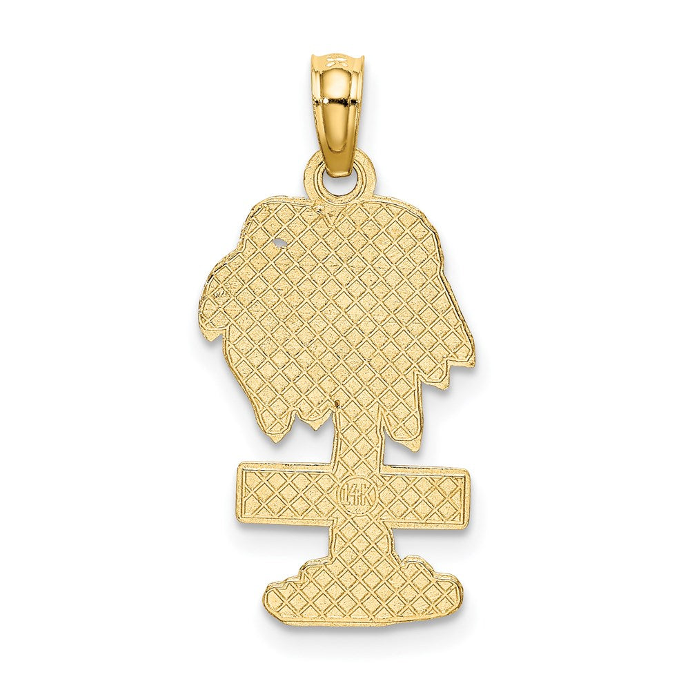 Million Charms 14K Yellow Gold Themed 2-D Turks & Caicos On Palm Tree Charm