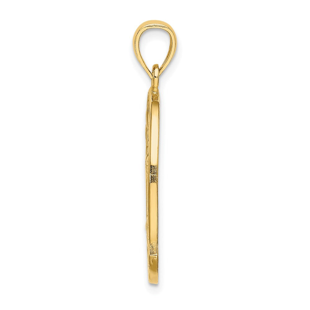 Million Charms 14K Yellow Gold Themed Turks & Caicos With Dolphin & Sunset In Frame Charm