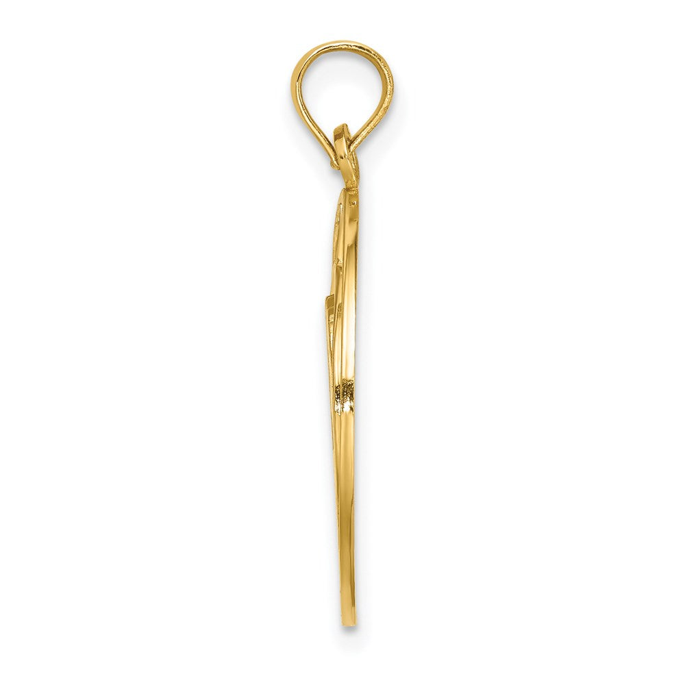 Million Charms 14K Yellow Gold Themed Religious Saint Croix With Two Dolphins In Circle Charm