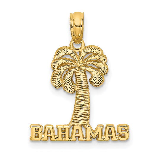 Million Charms 14K Yellow Gold Themed Bahamas Under Palm Tree Charm