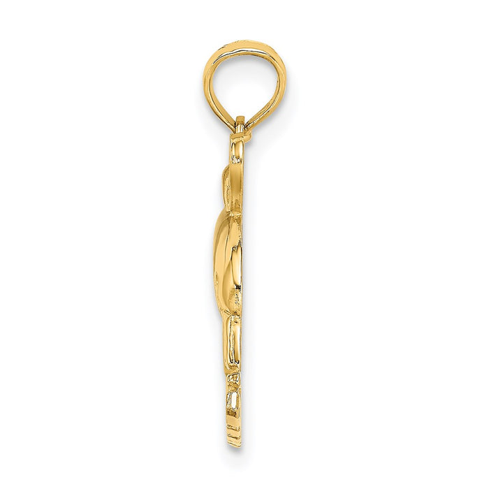 Million Charms 14K Yellow Gold Themed I Heart Bahamas With Dolphin Charm
