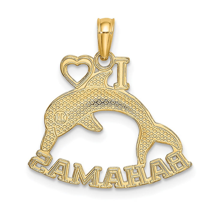 Million Charms 14K Yellow Gold Themed I Heart Bahamas With Dolphin Charm