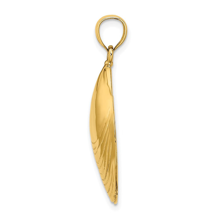 Million Charms 14K Yellow Gold Themed 2-D Polished Mussel Shell Charm
