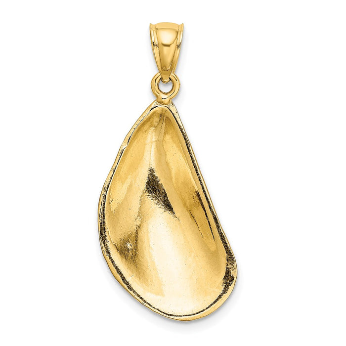 Million Charms 14K Yellow Gold Themed 2-D Polished Mussel Shell Charm