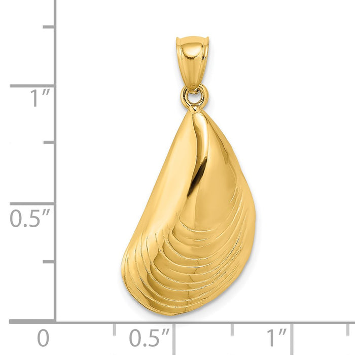 Million Charms 14K Yellow Gold Themed 2-D Polished Mussel Shell Charm