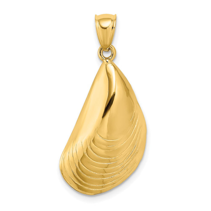 Million Charms 14K Yellow Gold Themed 2-D Polished Mussel Shell Charm