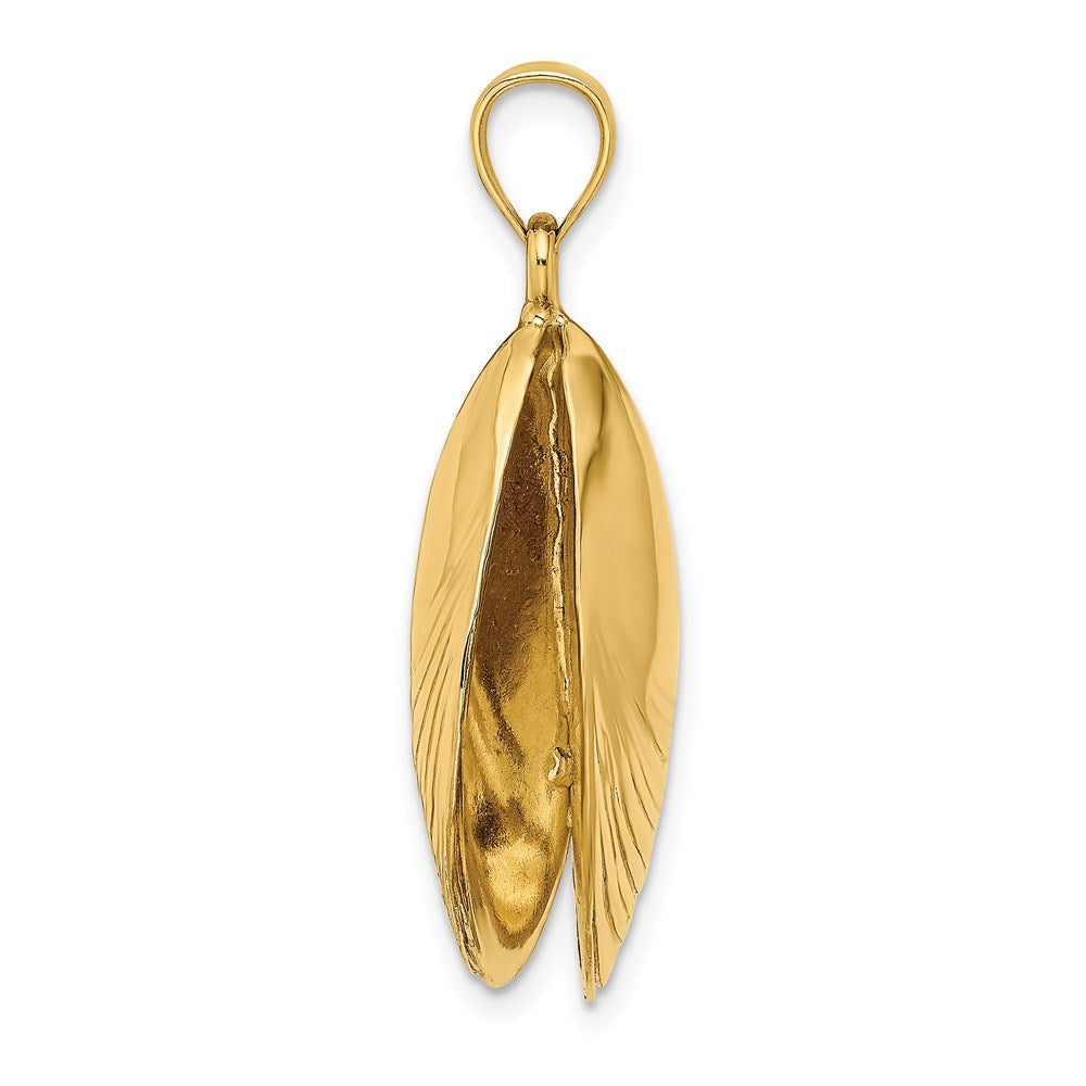 Million Charms 14K Yellow Gold Themed 3-D Polished Mussel Shell Charm