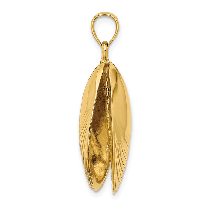 Million Charms 14K Yellow Gold Themed 3-D Polished Mussel Shell Charm
