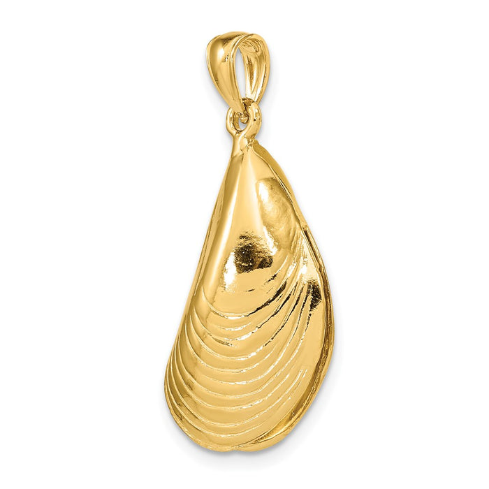 Million Charms 14K Yellow Gold Themed 3-D Polished Mussel Shell Charm