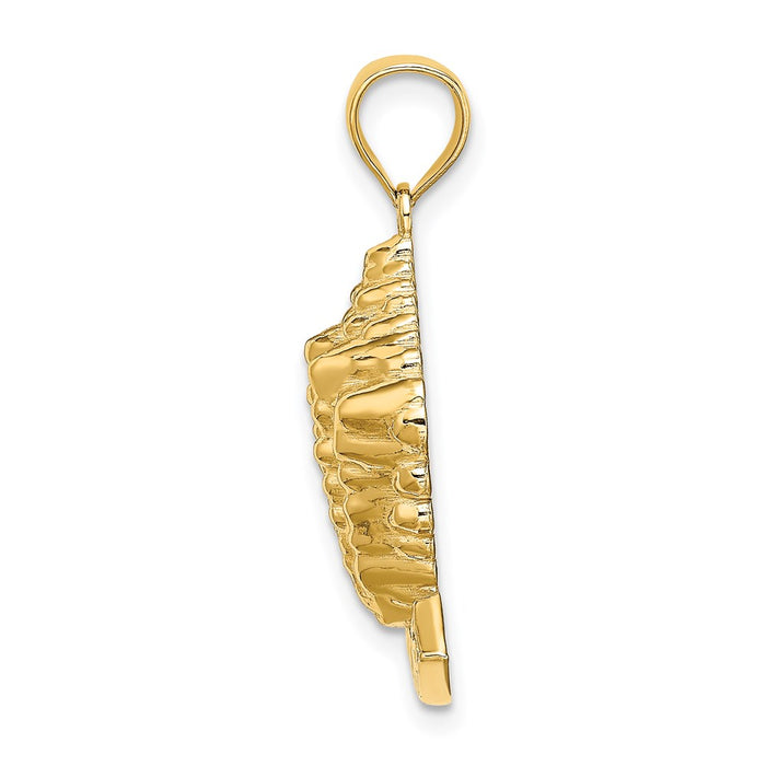 Million Charms 14K Yellow Gold Themed 2-D Bahamas Under Conch Shell Charm