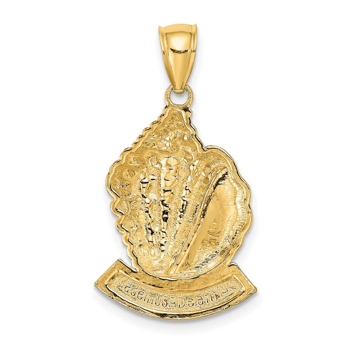 Million Charms 14K Yellow Gold Themed 2-D Bahamas Under Conch Shell Charm