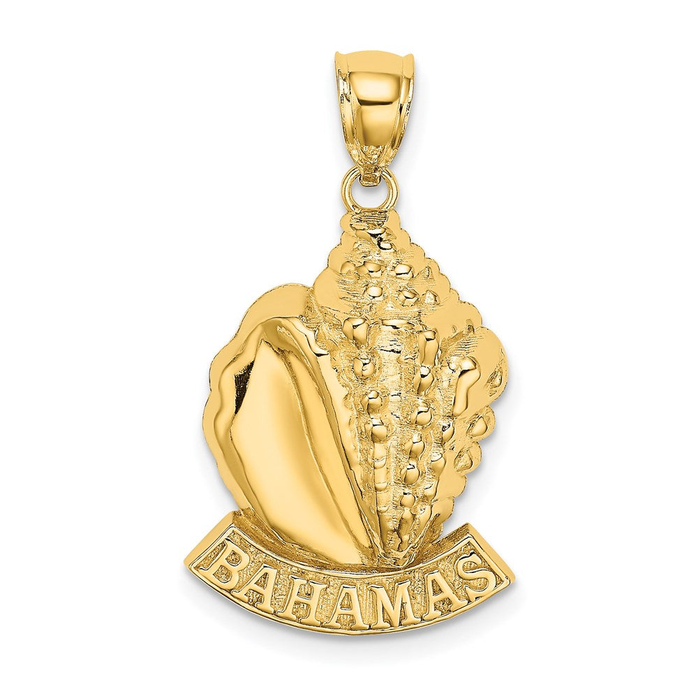 Million Charms 14K Yellow Gold Themed 2-D Bahamas Under Conch Shell Charm