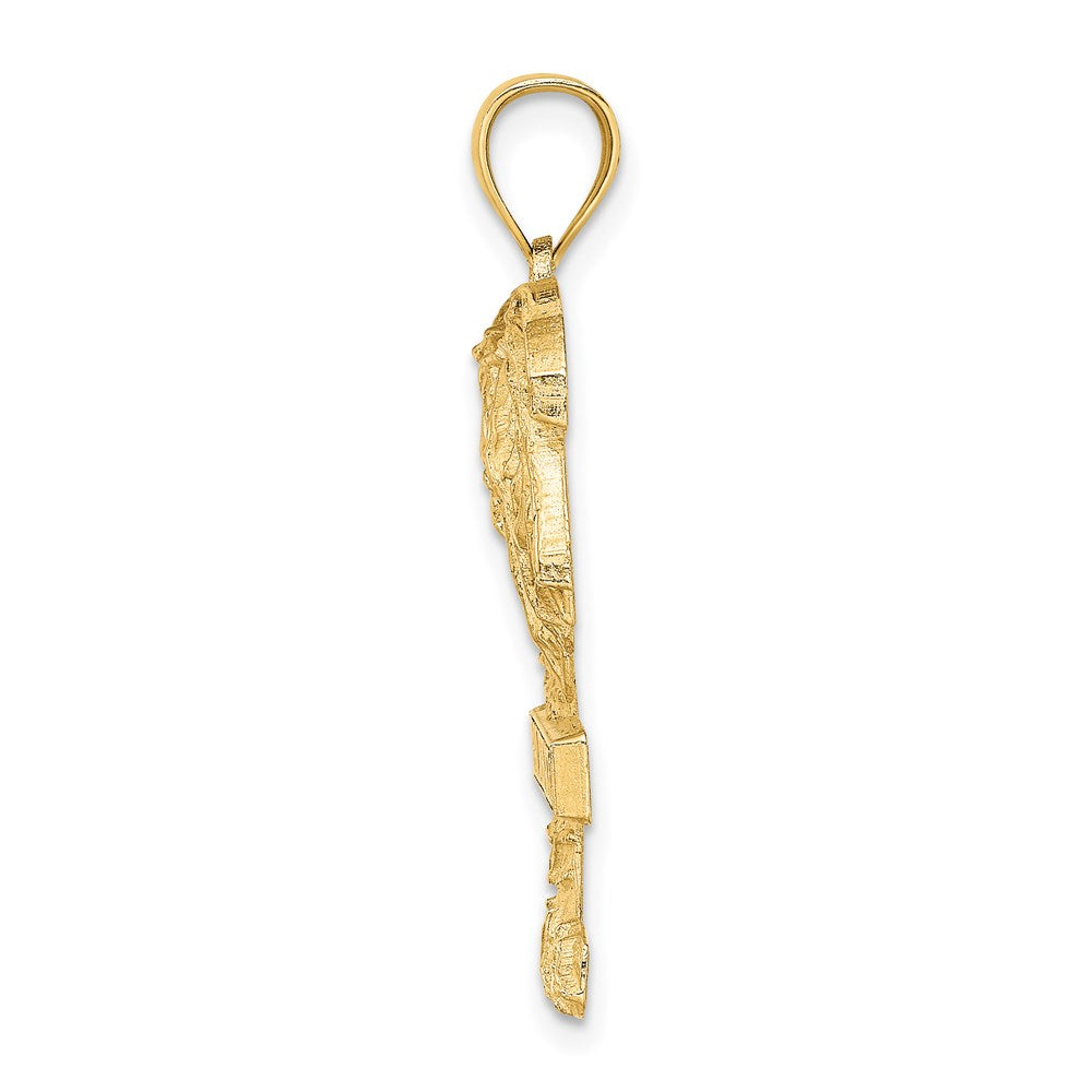 Million Charms 14K Yellow Gold Themed 2-D Palm Beach On Palm Tree Charm