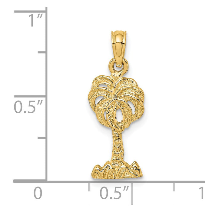 Million Charms 14K Yellow Gold Themed 2-D Palm Tree Charm