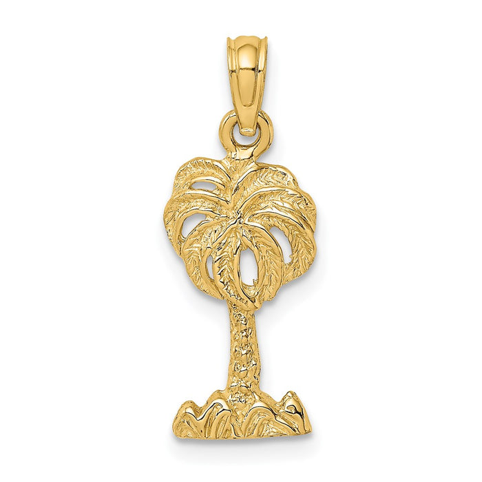 Million Charms 14K Yellow Gold Themed 2-D Palm Tree Charm