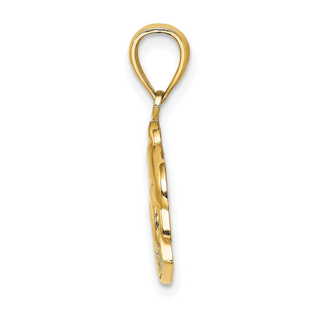 Million Charms 14K Yellow Gold Themed 2-D Religious Saint Martin Under Dolphin Charm
