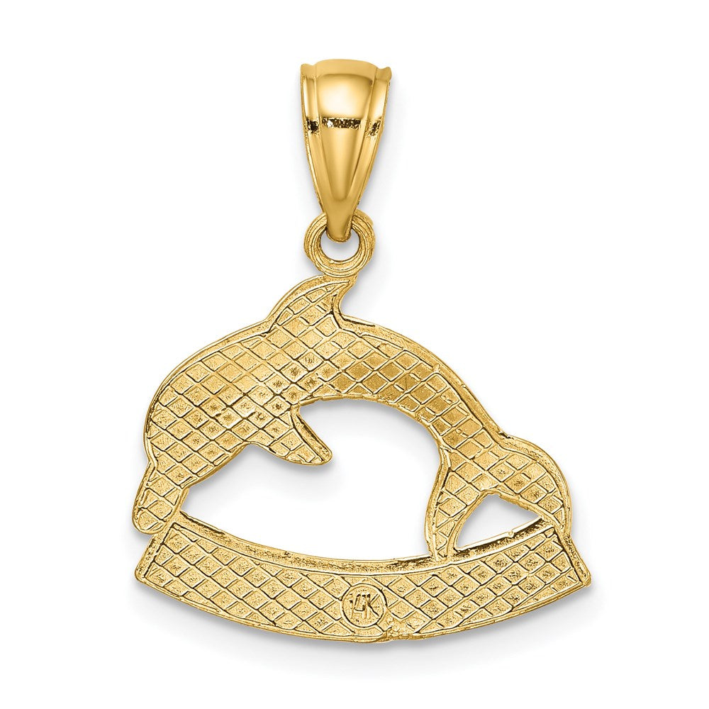 Million Charms 14K Yellow Gold Themed 2-D Religious Saint Martin Under Dolphin Charm