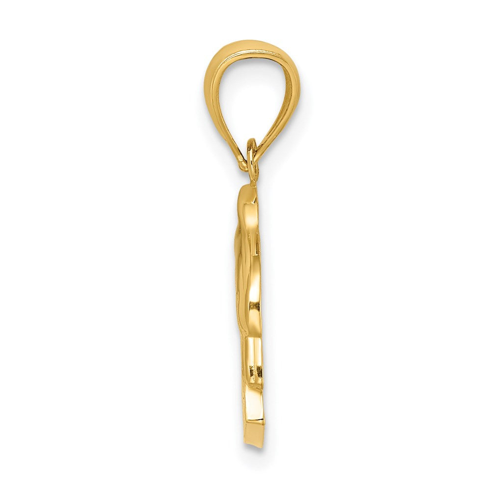Million Charms 14K Yellow Gold Themed 2-D Religious Saint Thomas Under Dolphin Charm