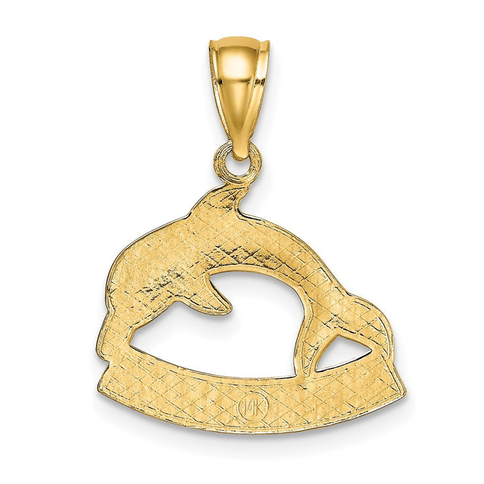 Million Charms 14K Yellow Gold Themed 2-D Religious Saint Thomas Under Dolphin Charm