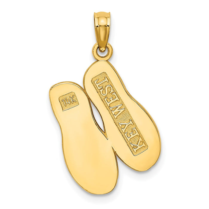 Million Charms 14K Yellow Gold Themed Large Key West Double Flip Flop Charm