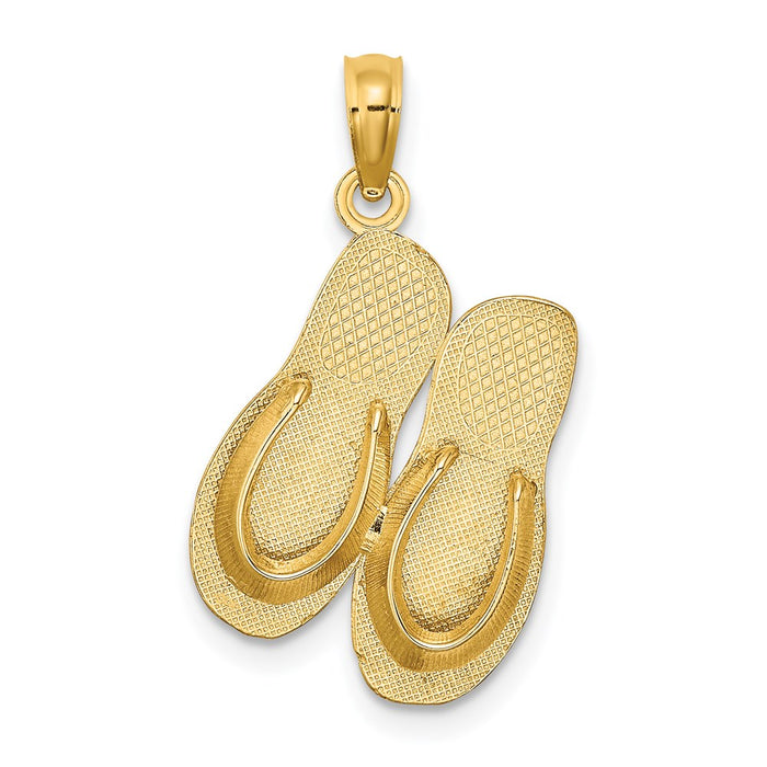 Million Charms 14K Yellow Gold Themed Large Key West Double Flip Flop Charm