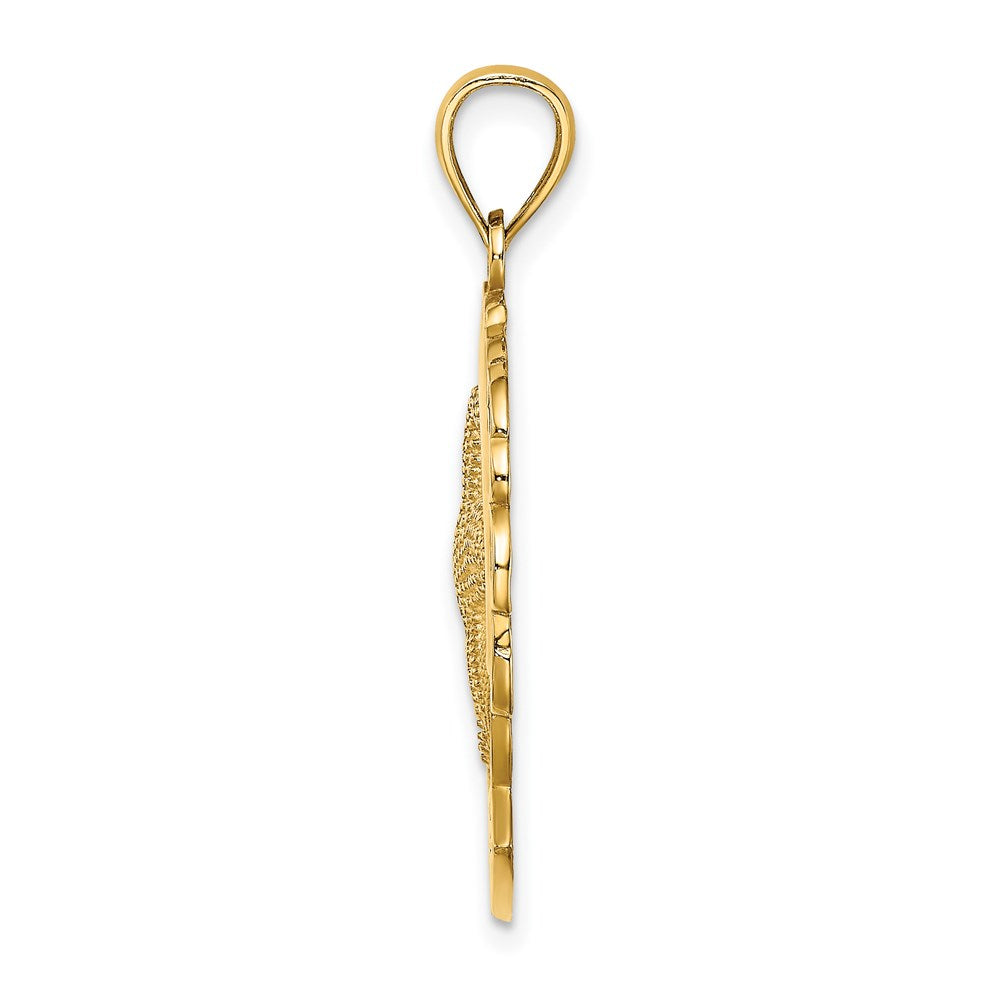 Million Charms 14K Yellow Gold Themed Barbados Under Nautical Starfish & Dolphin In Wave Charm