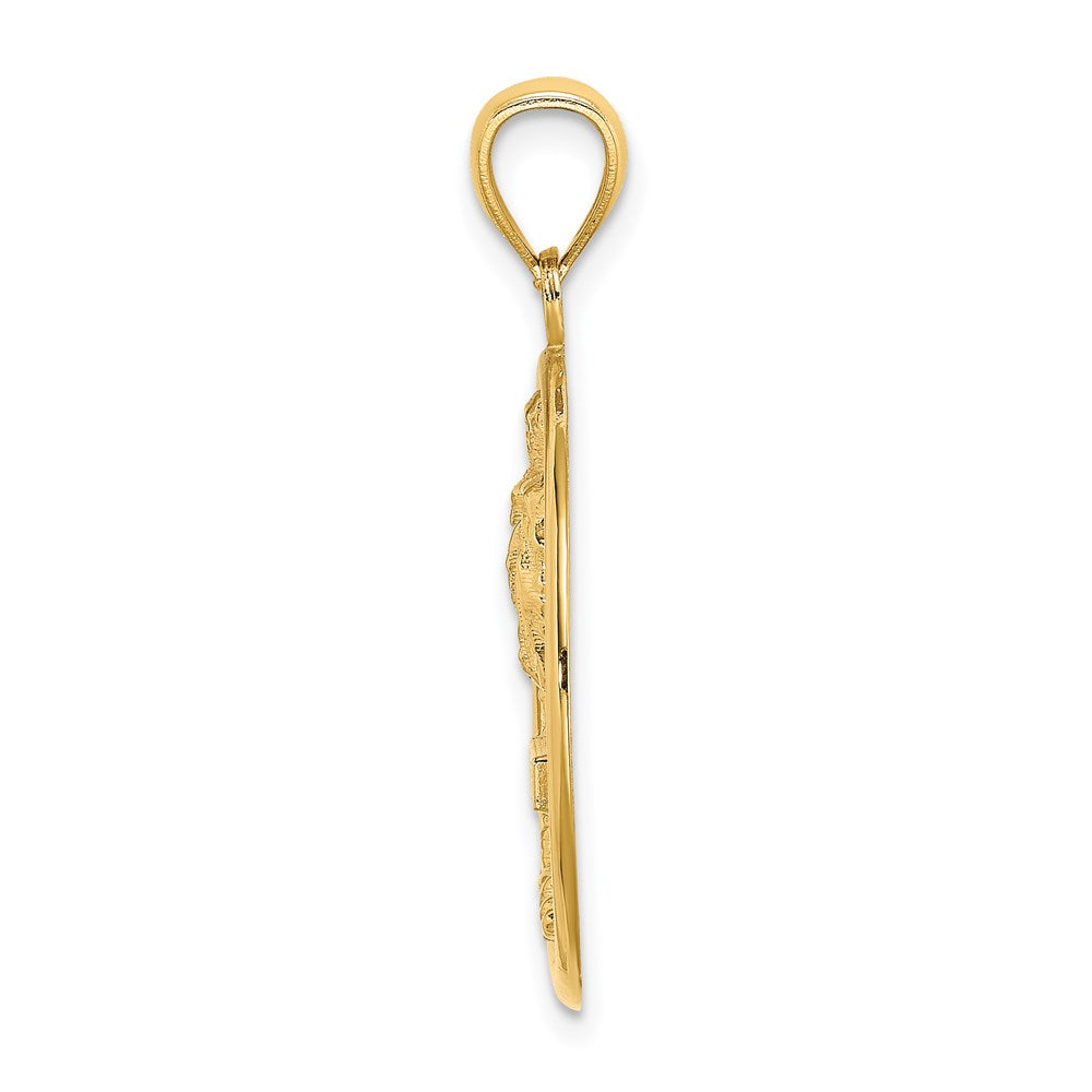 Million Charms 14K Yellow Gold Themed Key West On Palm Tree In Round Frame