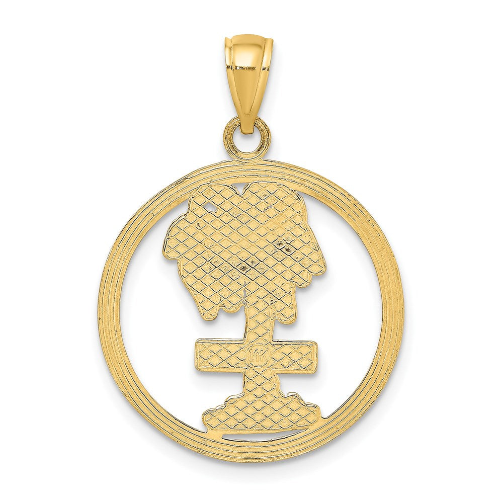 Million Charms 14K Yellow Gold Themed Key West On Palm Tree In Round Frame