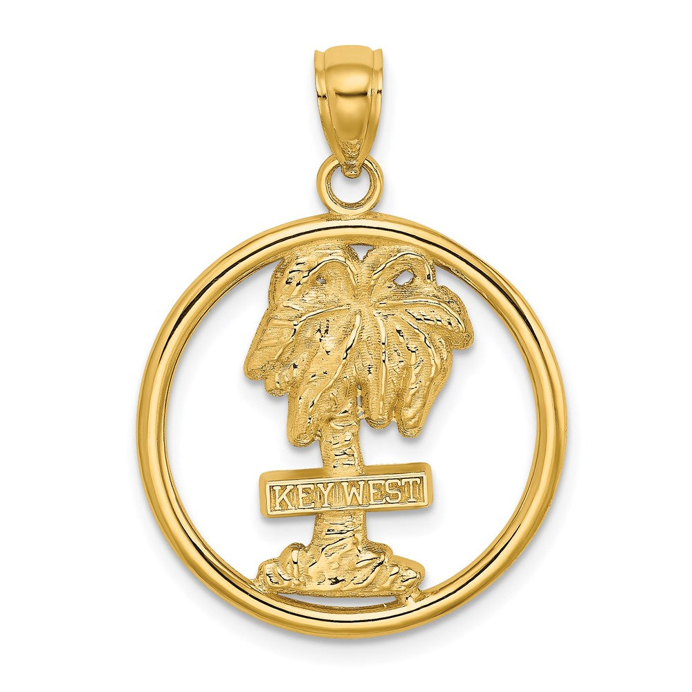 Million Charms 14K Yellow Gold Themed Key West On Palm Tree In Round Frame