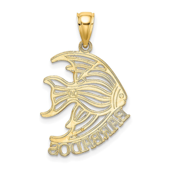Million Charms 14K Yellow Gold Themed Polished Barbados Under Angelfish Charm