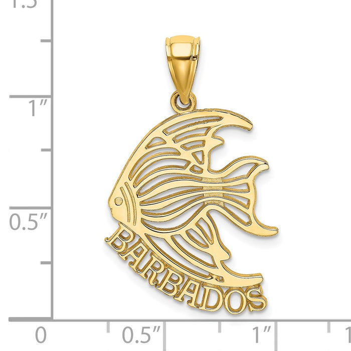 Million Charms 14K Yellow Gold Themed Polished Barbados Under Angelfish Charm
