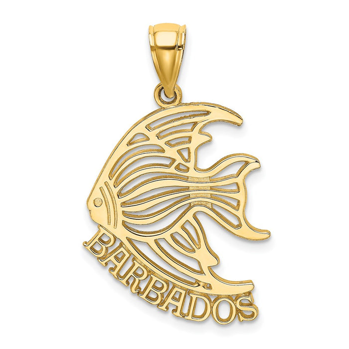 Million Charms 14K Yellow Gold Themed Polished Barbados Under Angelfish Charm