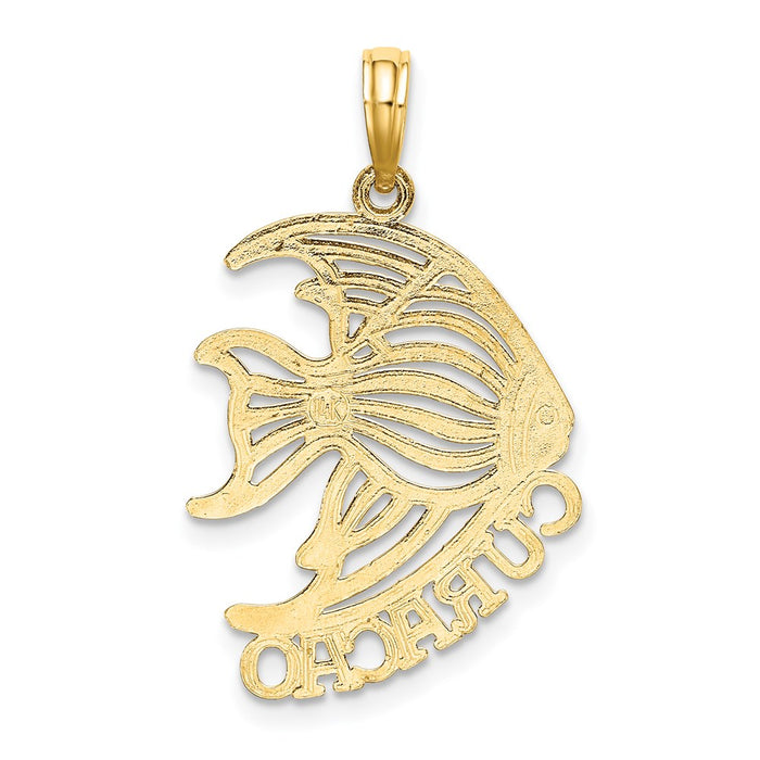Million Charms 14K Yellow Gold Themed Polished Curacao Under Angelfish Charm
