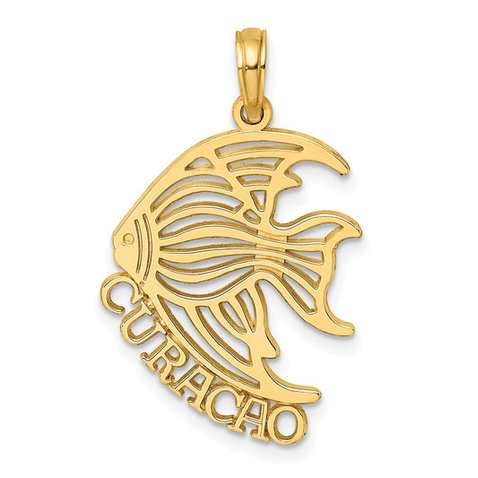 Million Charms 14K Yellow Gold Themed Polished Curacao Under Angelfish Charm